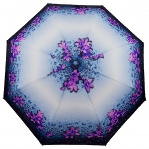 Голубой зонт с цветами, в три сложения, Banders, полуавтомат, арт.952-3